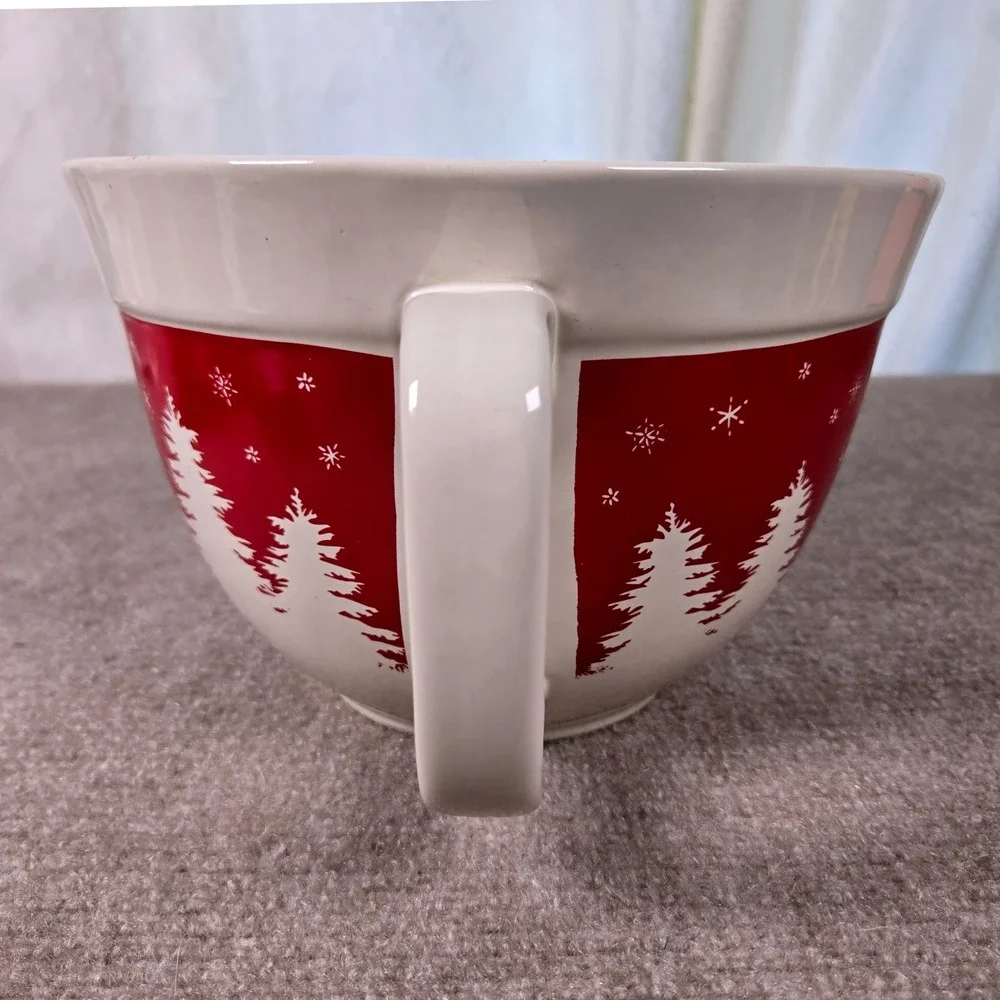 The Bake Shop by Masterclass Christmas Tree Batter Bowl Red White Ceramic 3 Qt